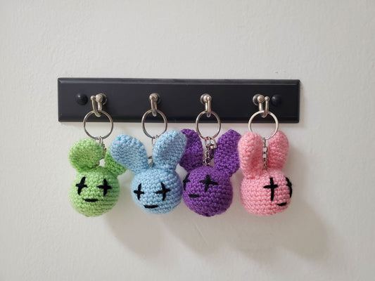 Bunny keychains hanging on wall